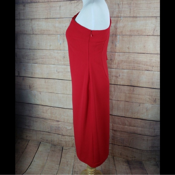 NWT CALVIN KLEIN Red One Shoulder Sheath Dress - Picture 3 of 8